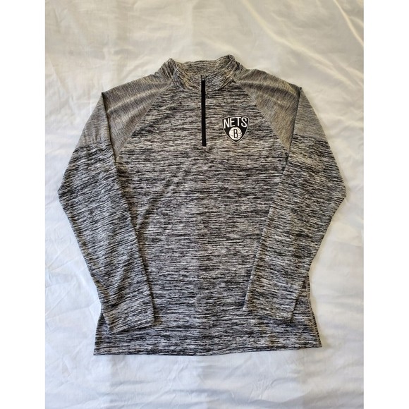 NBA Brooklyn Nets 1/4 Zip Pullover Mens L Polyester Chest Logo Lightweight - Picture 1 of 9